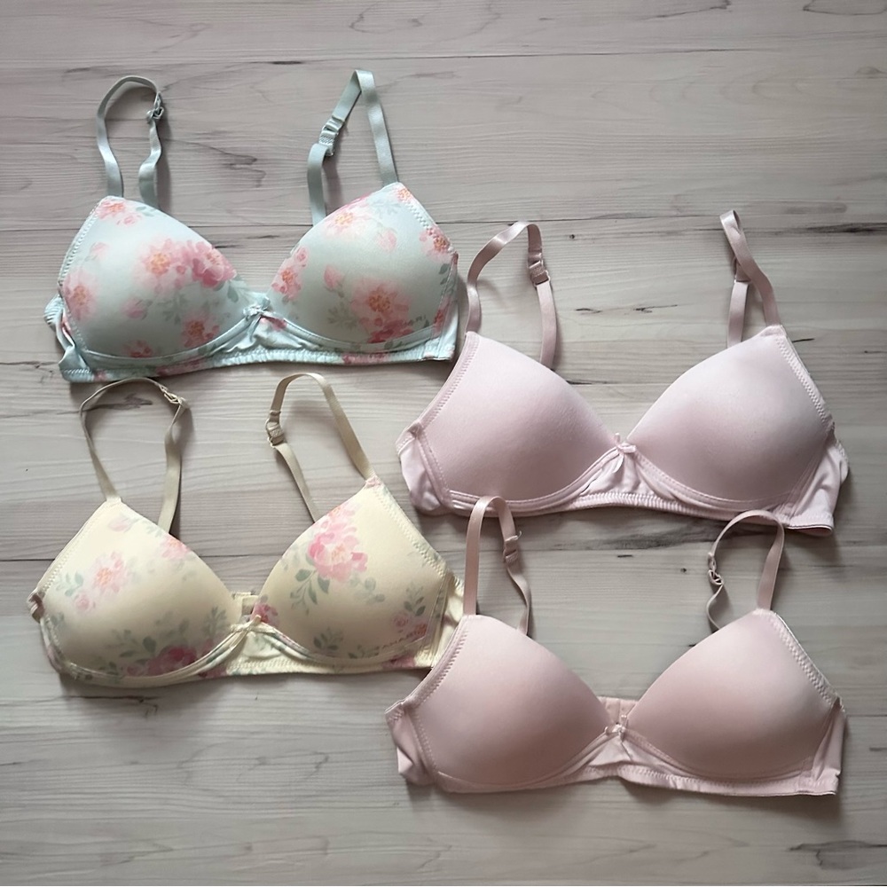Tahari Floral and Solid Bra Collection Yellow Pink Blue